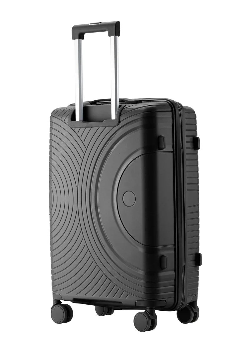 Senator  Unisex Hard Case Large Checked Luggage Lightweight PP Fashion Trolley Luggage with 360° Degree 4 Twin Wheel and Safe Zippers KH1010 Black  | Best Price UAE